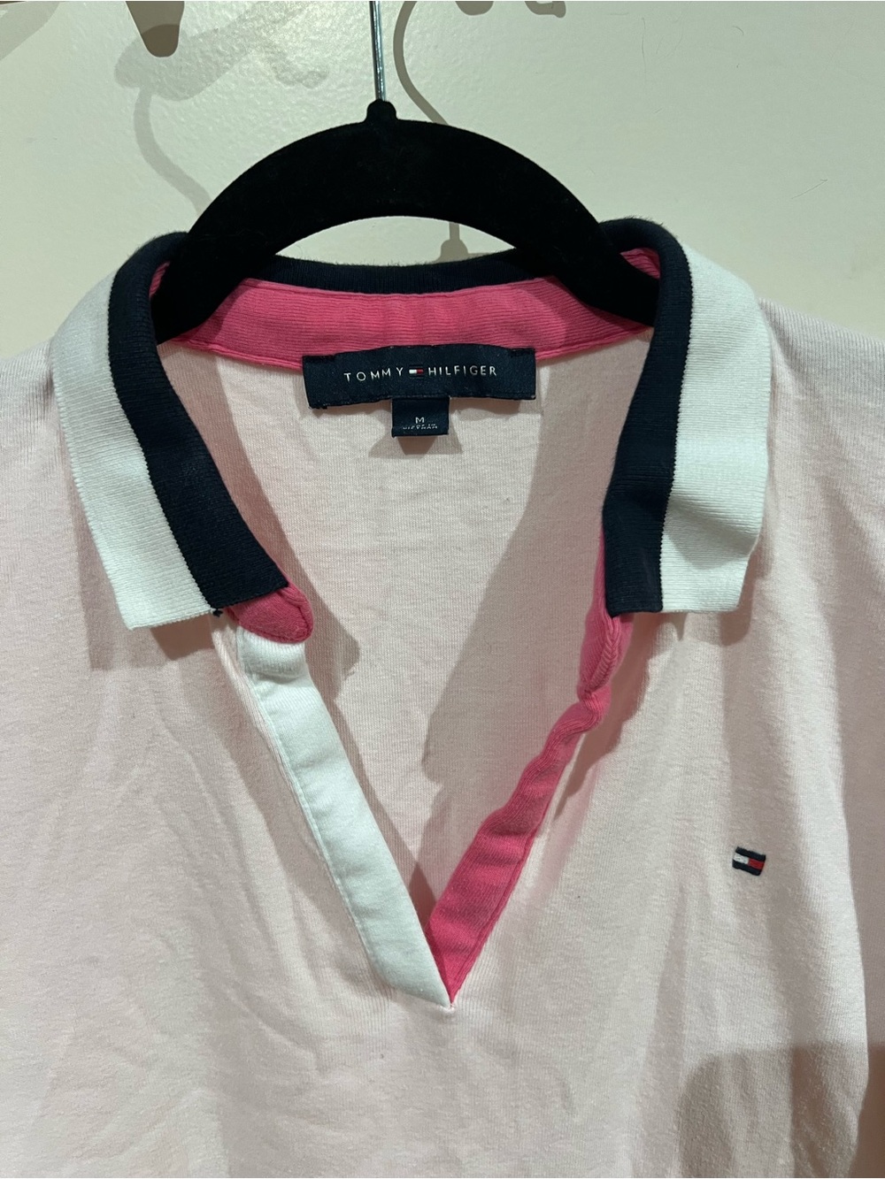 Tommy Hilfiger Y2K Light Pink Polo Dress with Navy & White Trim